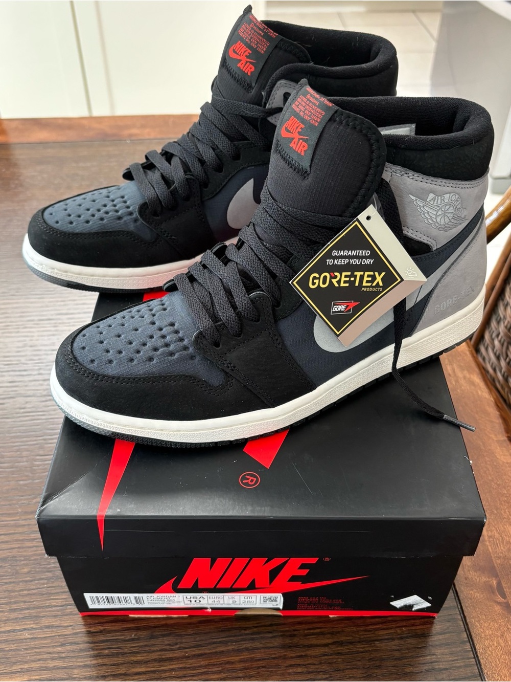 Jordan 1 GORE-TEX Black Gray with Red Accents